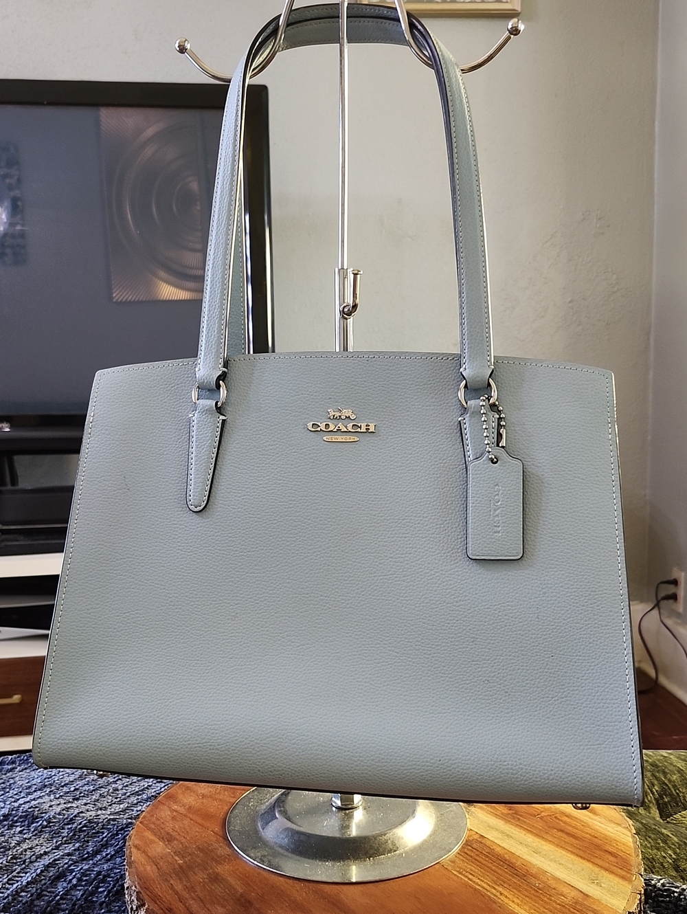 Coach Leather Tote in Powder Blue